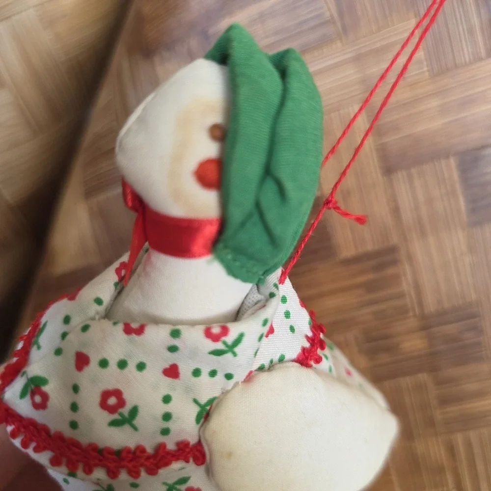 Mother Goose Christmas Ornament Stuffed Fabric‎ Vintage Cottagecore Grandmacore